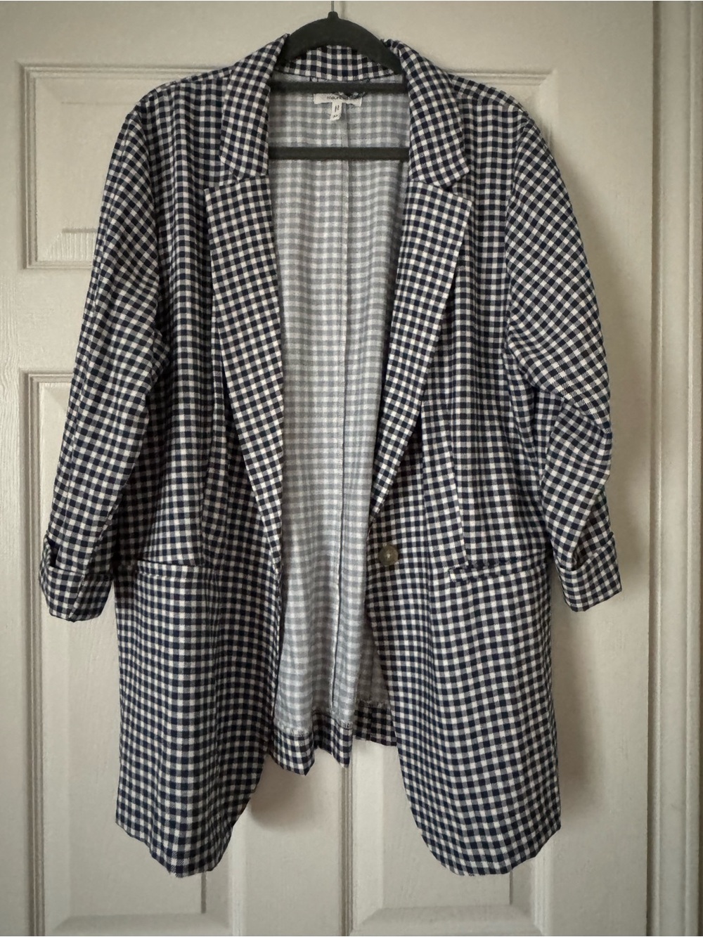 Maurice’s - Open-Front Blazer Jacket in Navy and White checked SZ M